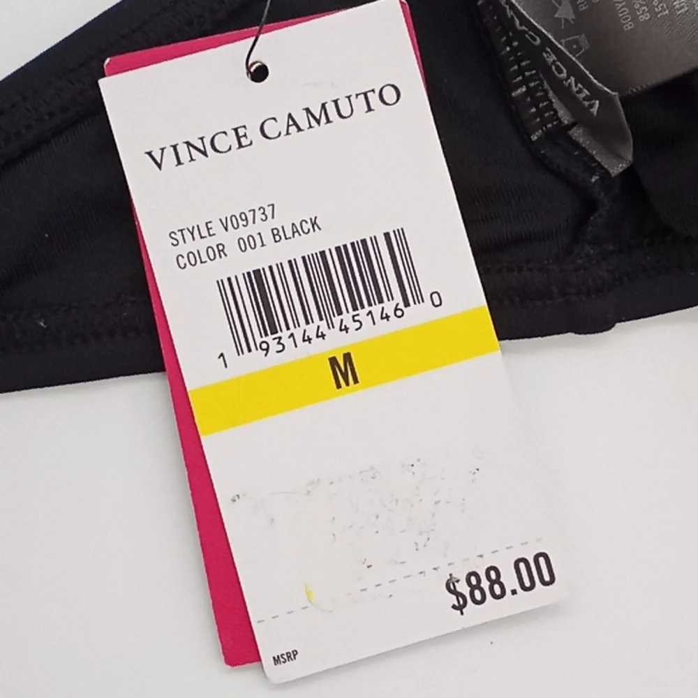 Vince Camuto Serengeti‎ Logo-Ring Cutout Halter Bikini Swim Top Black M
